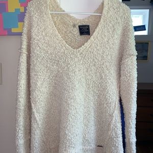 Abercrombie and Fitch White Fuzzy Sweater